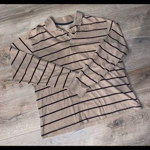 Men’s Long-Sleeve Striped Polo Shirt Size L